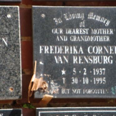 RENSBURG Frederika Cornelia, van 1937-1995