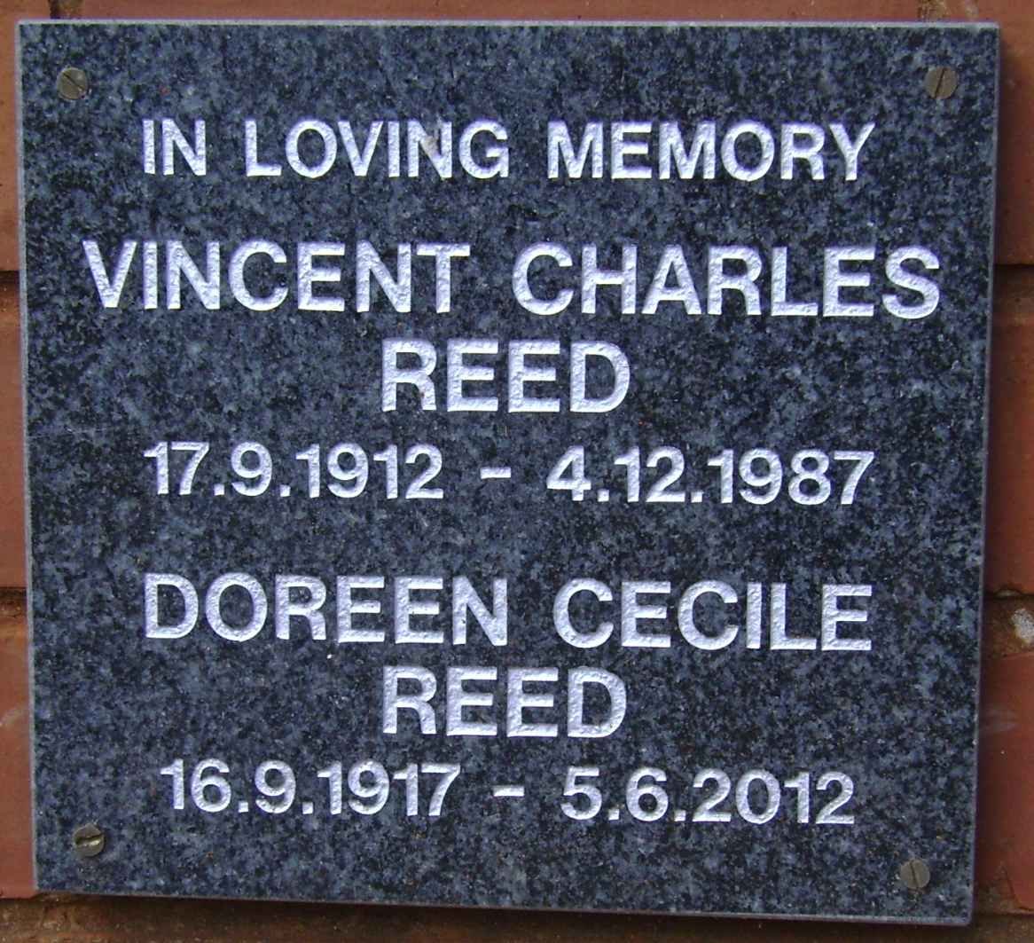 REED Vincent Charles 1912-1987 &amp; Doreen Cecile 1917-2012