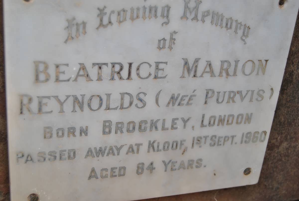 REYNOLDS Beatrice Marion nee PURVIS -1960