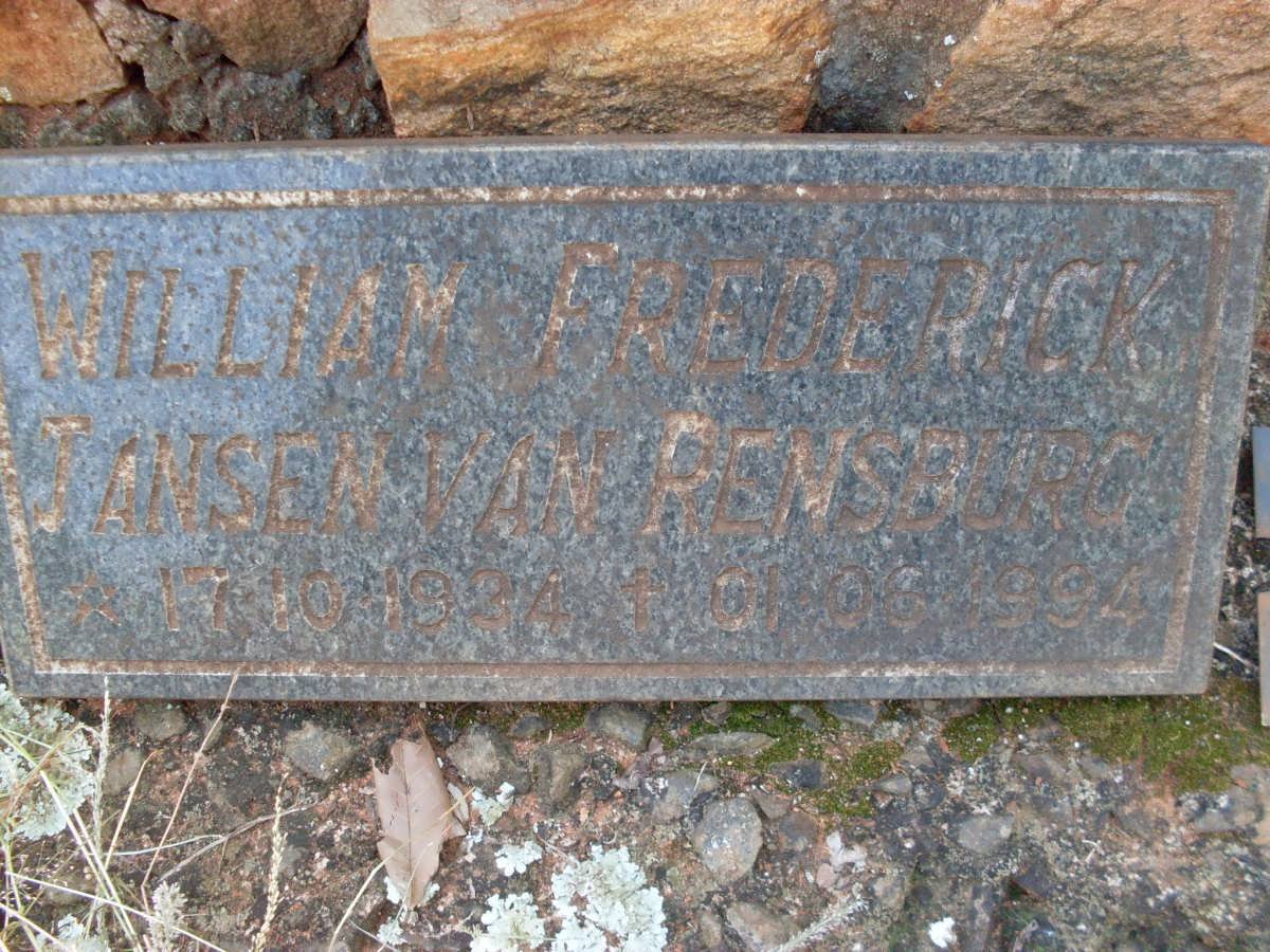 RENSBURG William Frederick, Jansen van 1934-1994