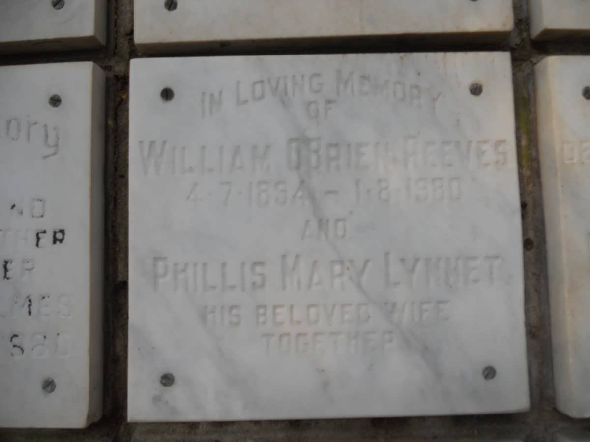 REEVES William O'Brien 1894-1980 &amp; Phillis Mary Lynnet