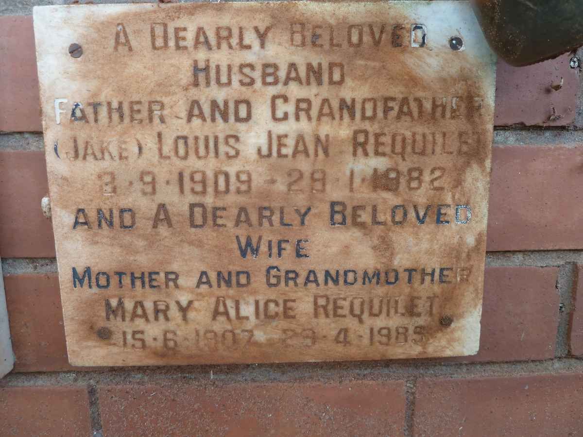 REQUILET Louis Jean 1909-1982 &amp; Mary Alice 1907-1985