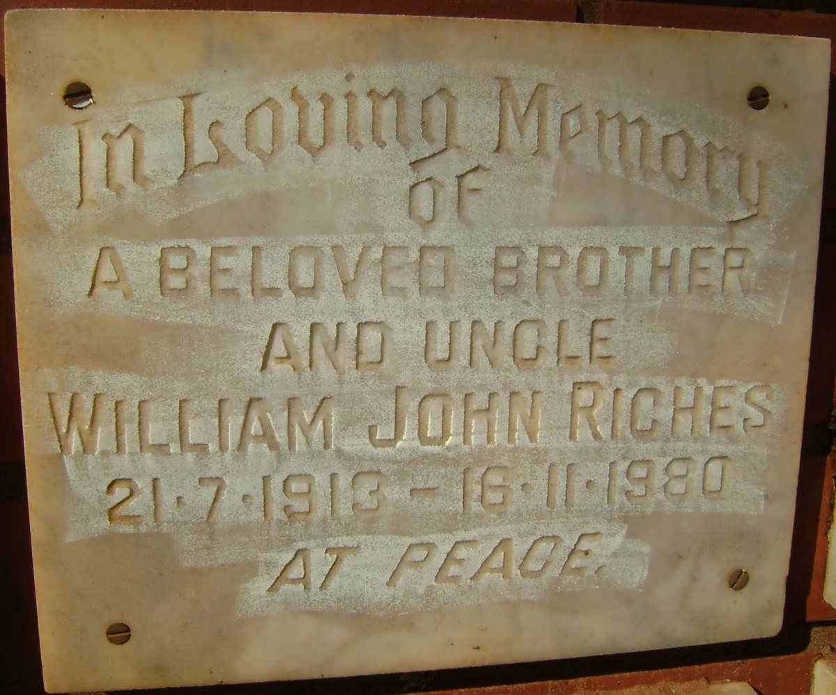 RICHES William John 1913-1980