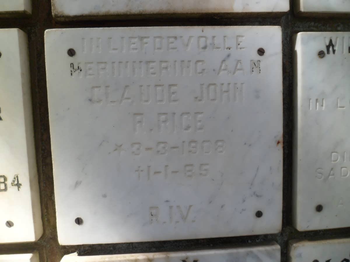RICE Claude John R. 1908-1985