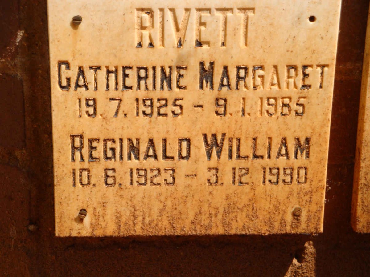 RIVETT Reginald William 1923-1990 &amp; Catherine Margaret 1925-1985
