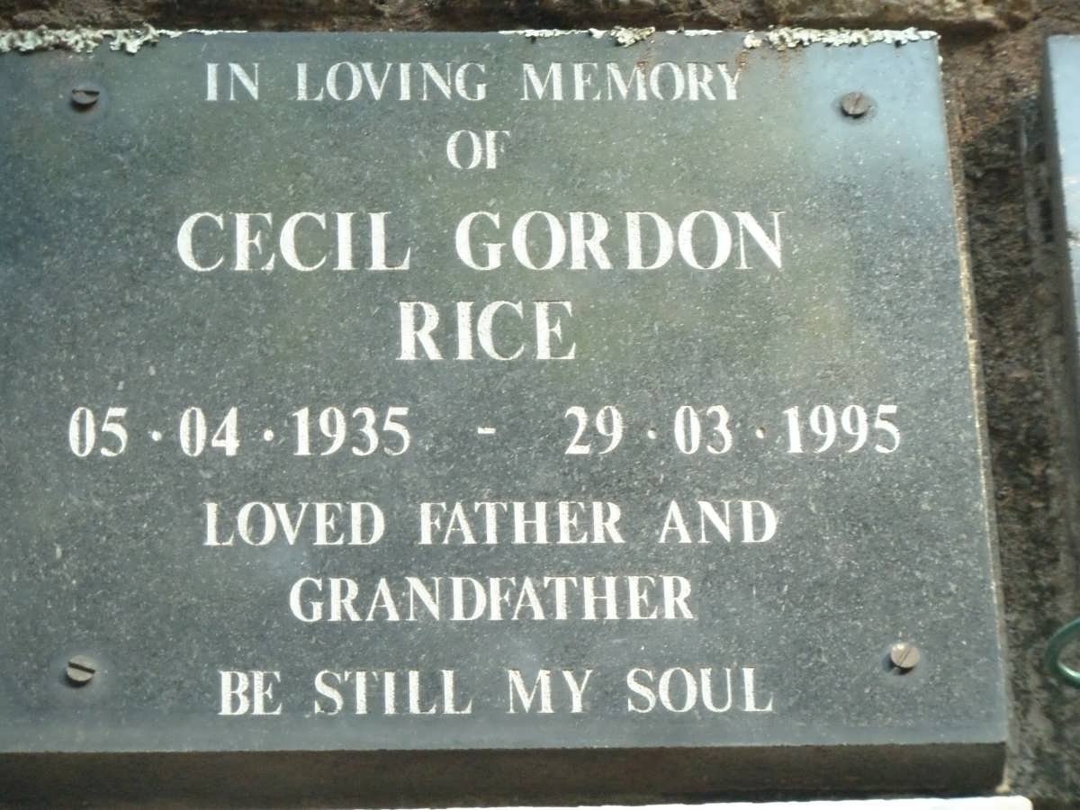 RICE Cecil Gordon 1935-1995