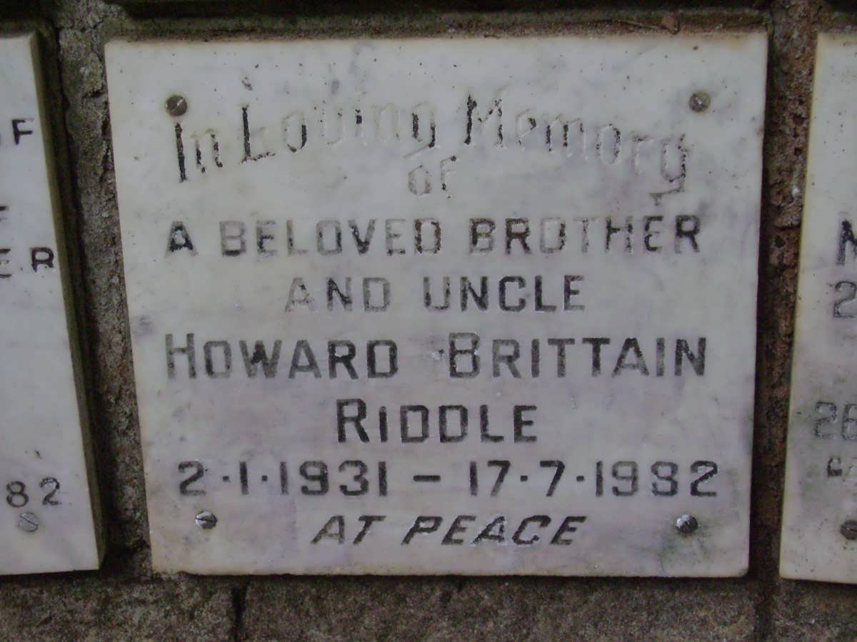RIDDLE Howard Brittain 1931-1982