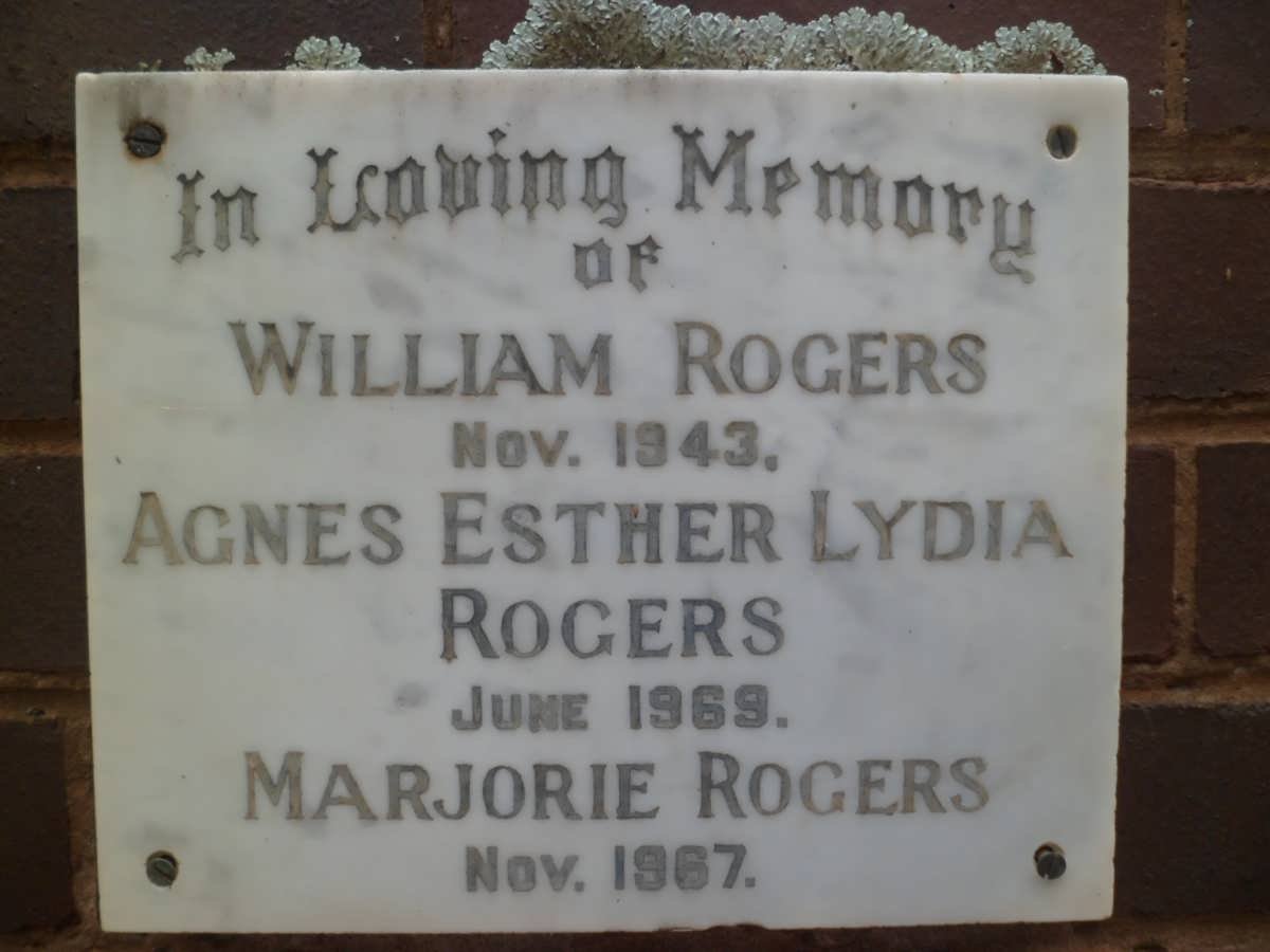 ROGERS William -1943 :: ROGERS Agnes Esther Lydia -1969 :: ROGERS Marjorie -1967