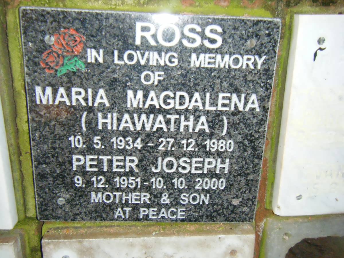 ROSS Peter Joseph 1951-2000 :: ROSS Maria Magdalena 1934-1980