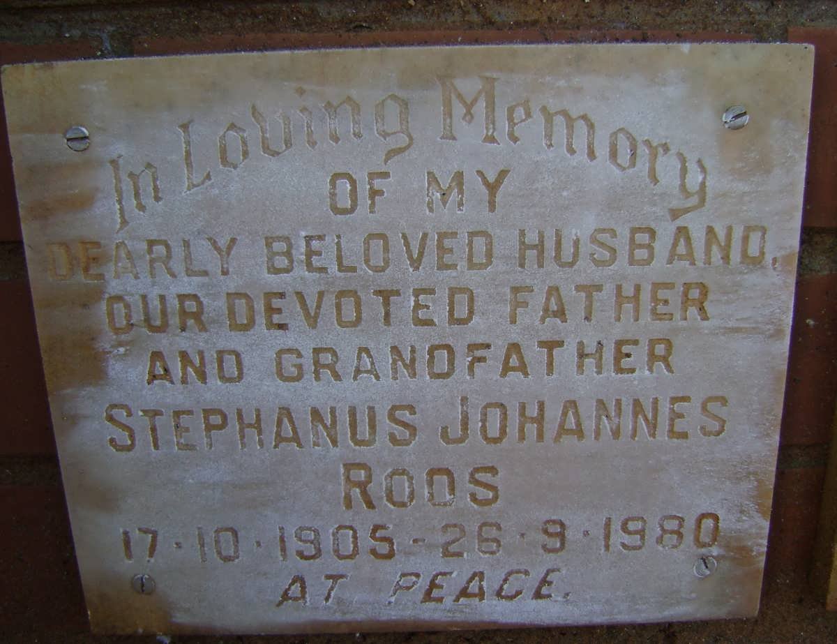 ROOS Stephanus Johannes 1905-1980