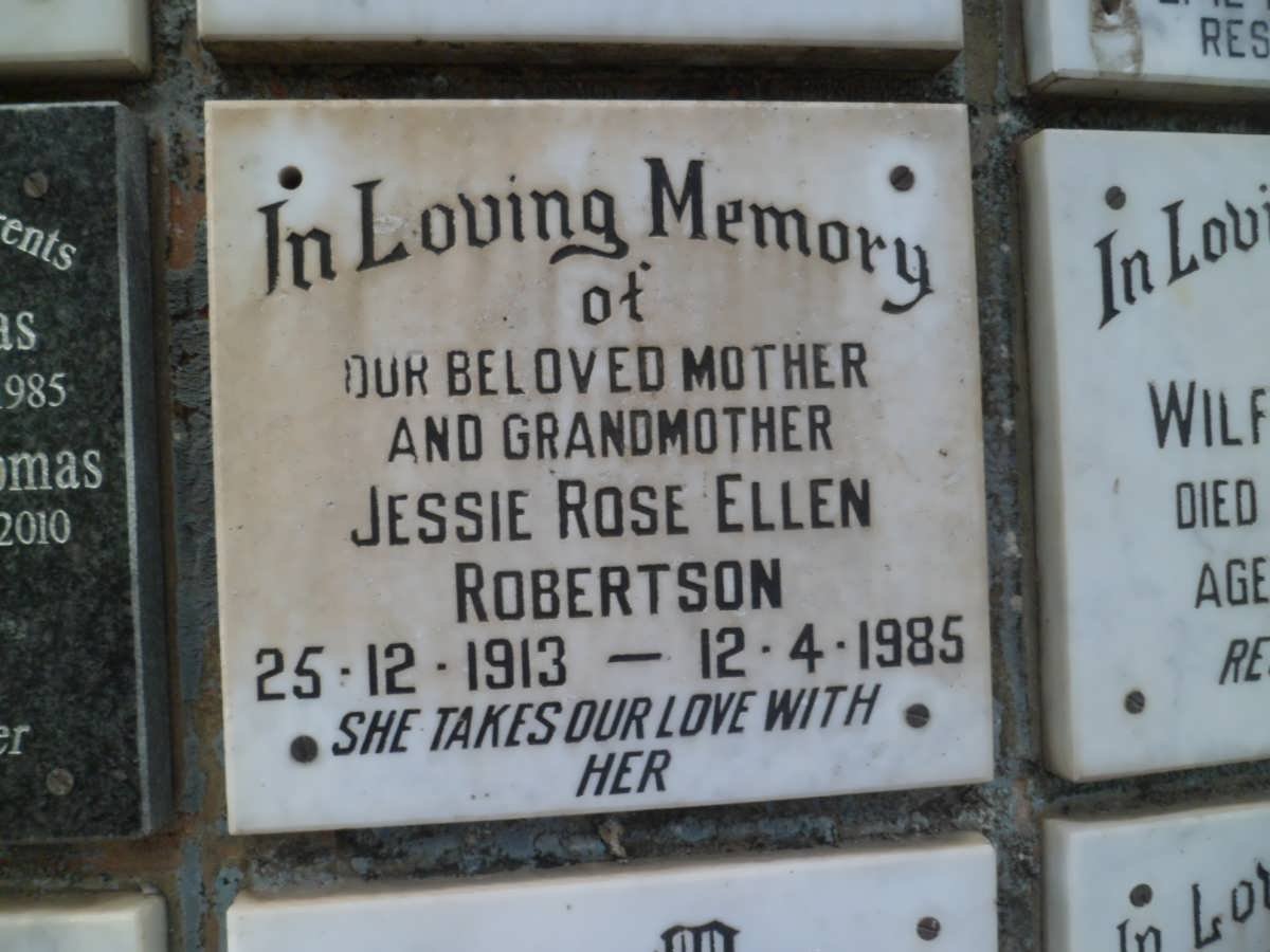 ROBERTSON Jessie Rose Ellen 1913-1985