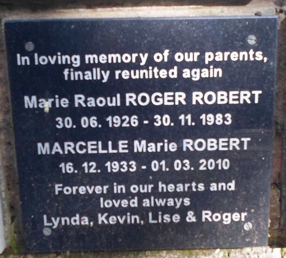ROBERT Marie Raoul Roger 1926-1983 &amp; Marcelle Marie 1933-2010