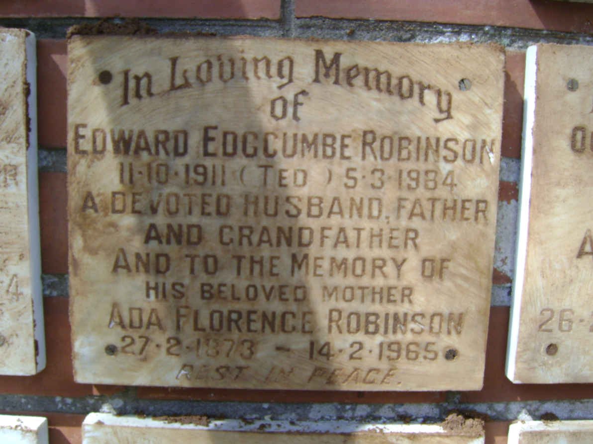 ROBINSON Ada Florence 1873-1965 :: ROBINSON Edward Edgcumbe 1911-1984 