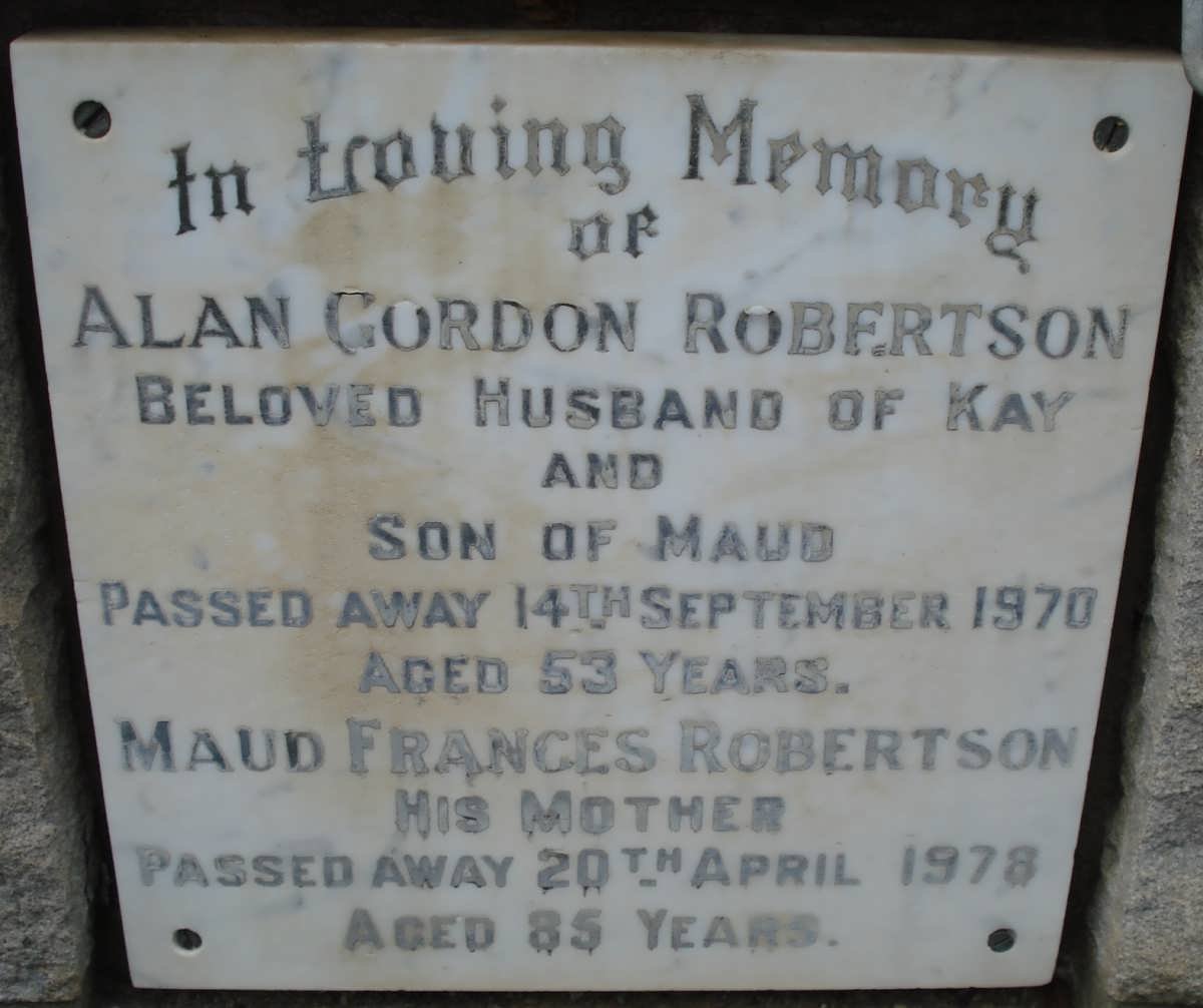 ROBERTSON Alan Gordon -1970 :: ROBERTSON Maud Frances -1978