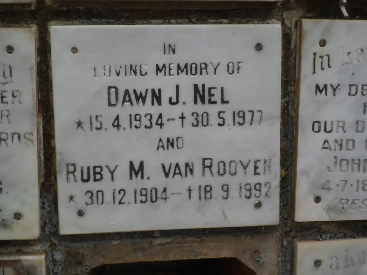 ROOYEN Ruby M., van 1904-1992 :: NEL Dawn J. 1934-1977