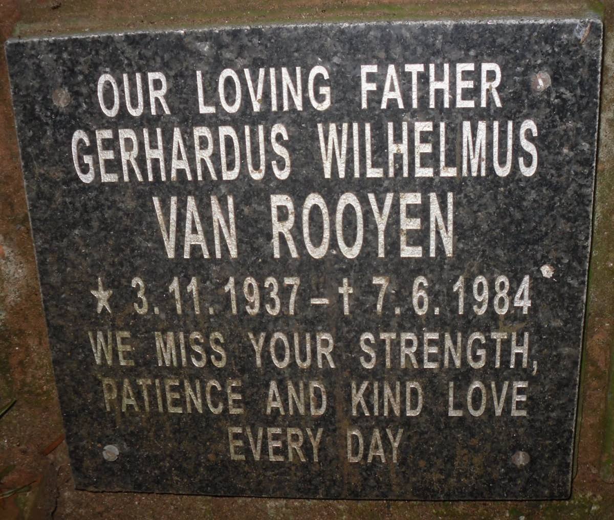 ROOYEN Gerhardus Wilhelmus, van 1937-1984