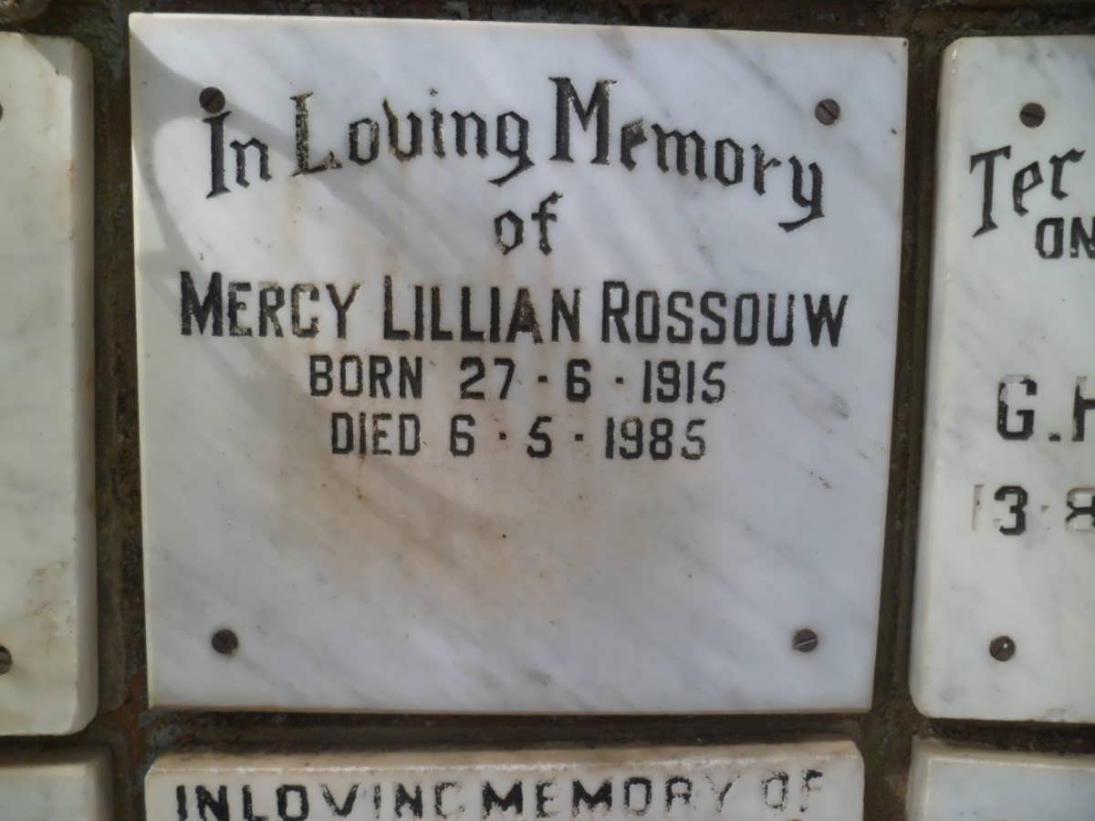 ROSSOUW Mercy Lillian 1915-1985
