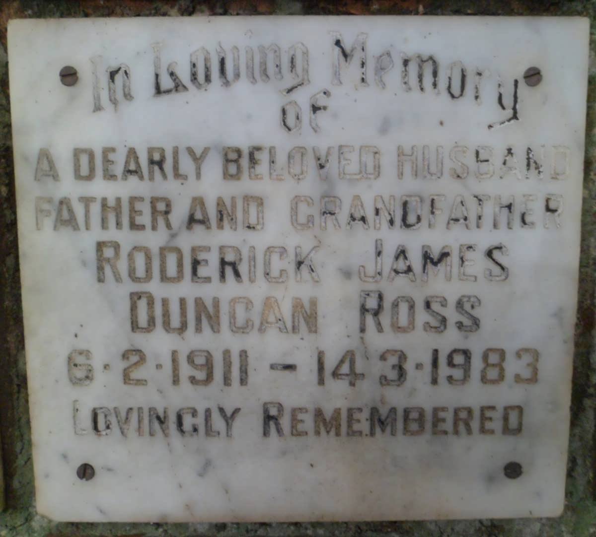 ROSS Roderick James Duncan 1911-1983