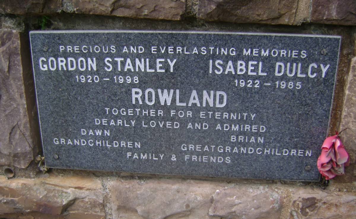 ROWLAND Gordon Stanley 1920-1998 &amp; Isabel Dulcy 1922-1985
