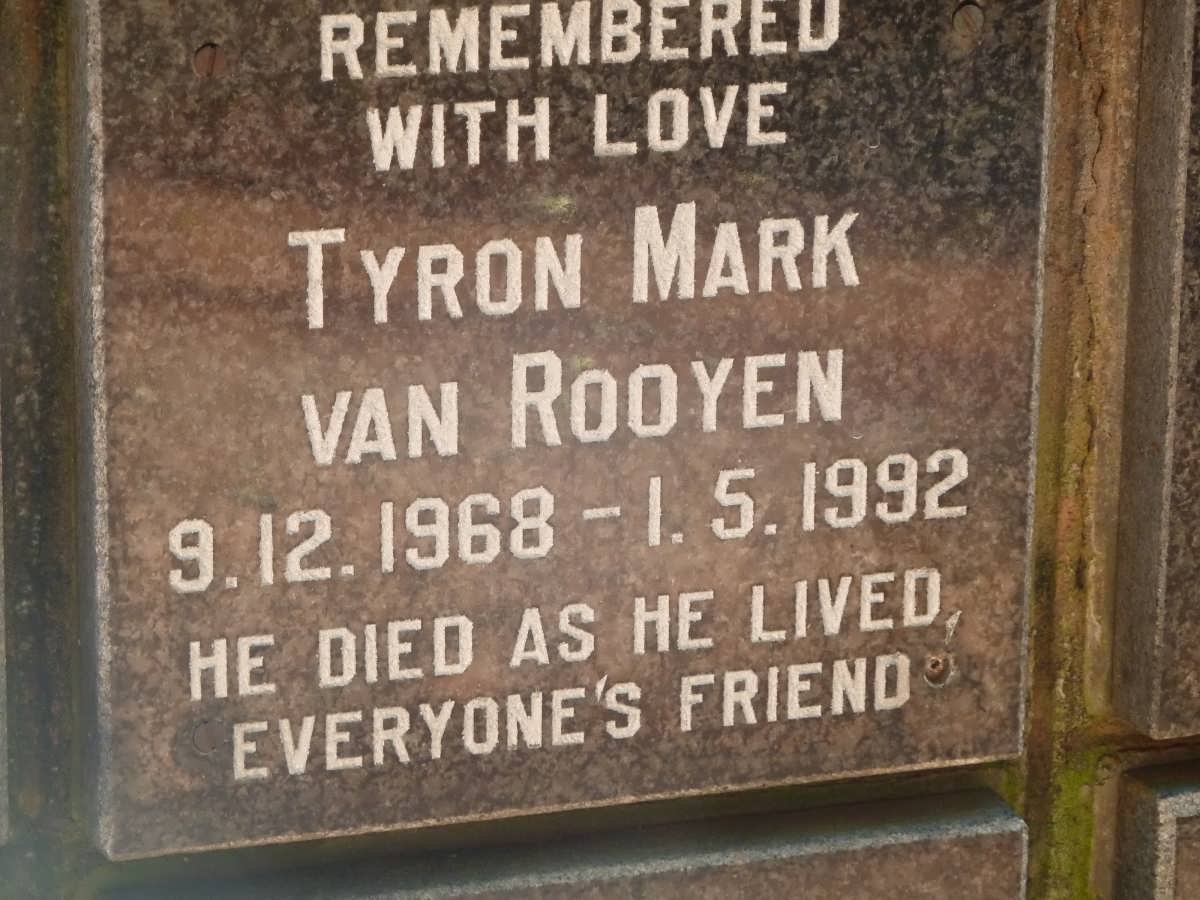 ROOYEN Tyron Mark, van 1968-1992