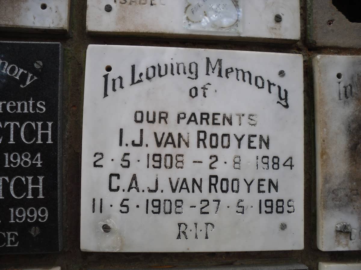 ROOYEN I.J., van 1908-1984 &amp; C.A.J. 1908-1985