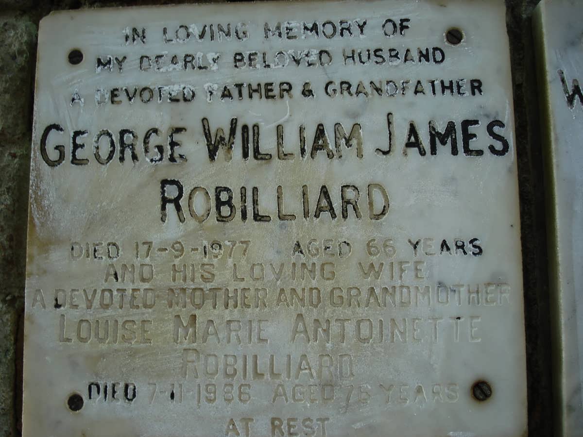 ROBILLIARD George William James -1977 &amp; Louise Marie Antoinette -1986