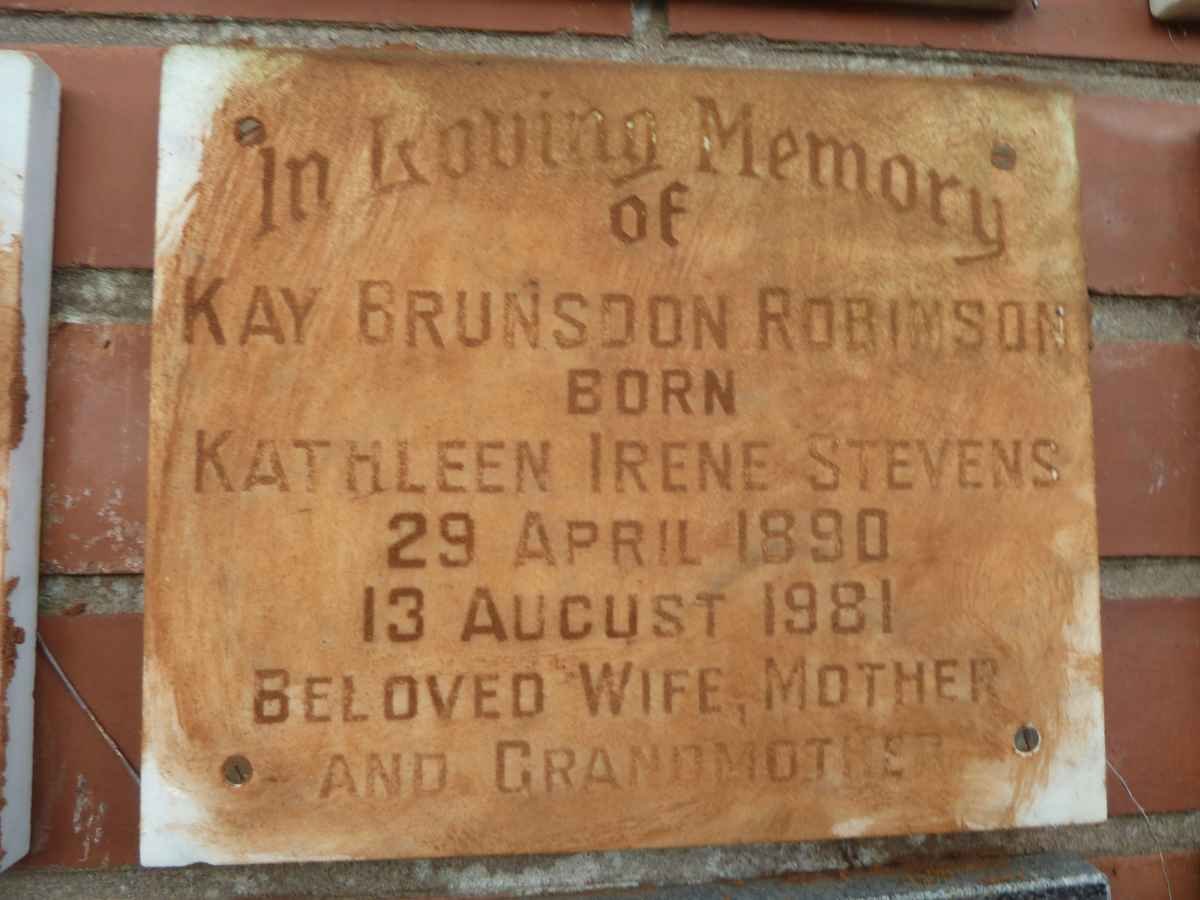 ROBINSON Kay Brunsdon nee Kathleen Irene STEVENS 1890-1981