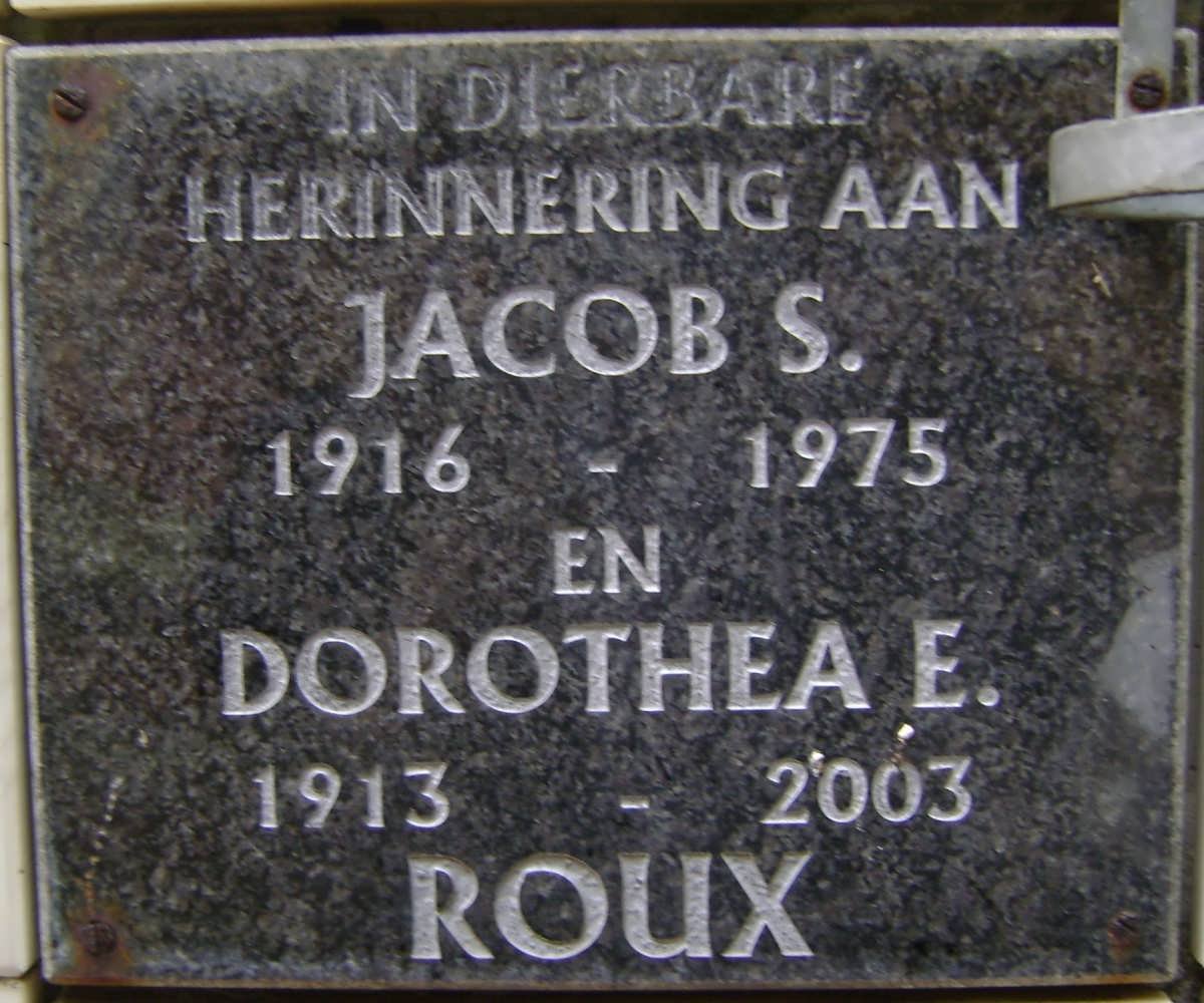 ROUX Jacob S.1916-1975 &amp; Dorothea E. 1913-2003
