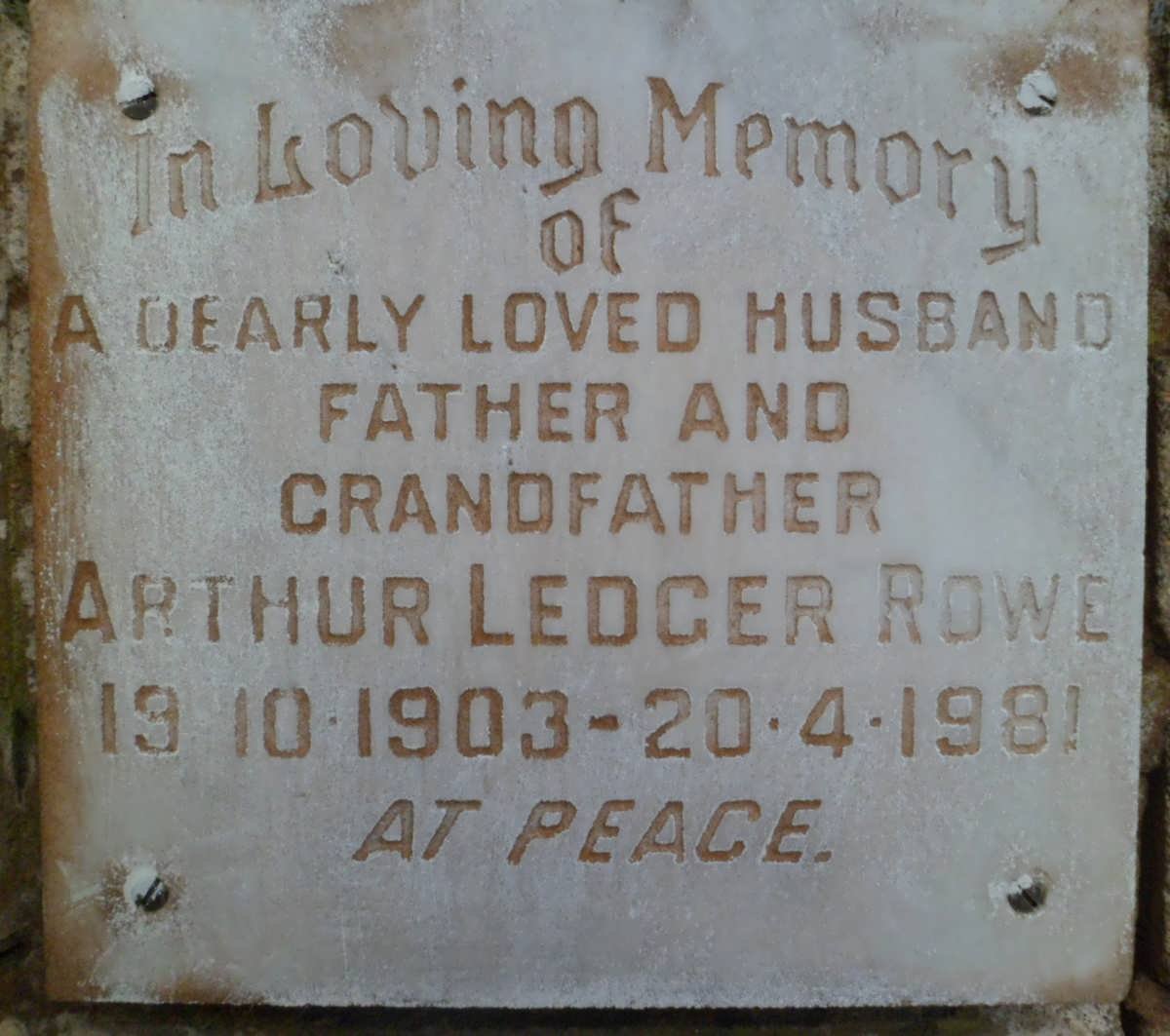 ROWE Arthur Ledger 1903-1981