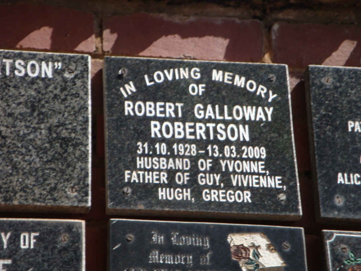 ROBERTSON Robert Galloway 1928-2009