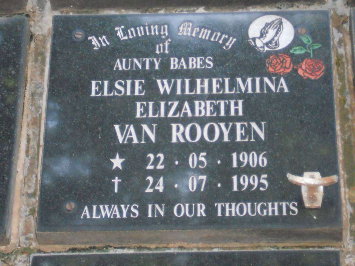 ROOYEN Elsie Wilhelmina Elizabeth, van 1906-1995