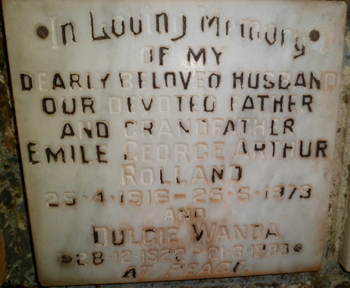 ROLLAND Emile George Arthur 1916-1979 &amp; Dulcie Wanda 1922-1983