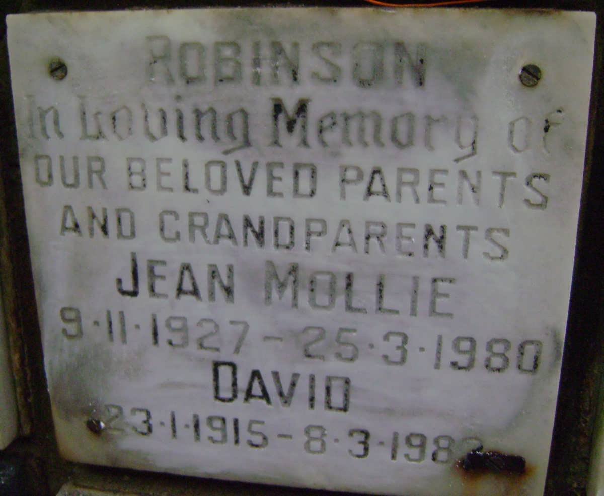 ROBINSON David 1915-1982 &amp; Jean Mollie 1927-1980