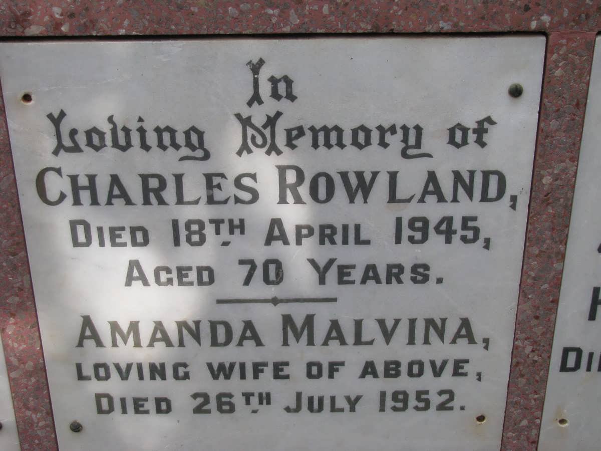 ROWLAND Charles -1945 &amp; Amanda Malvina -1952