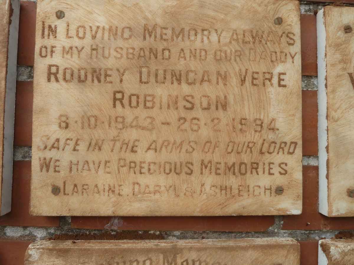 ROBINSON Rodney Duncan Vere 1943-1984