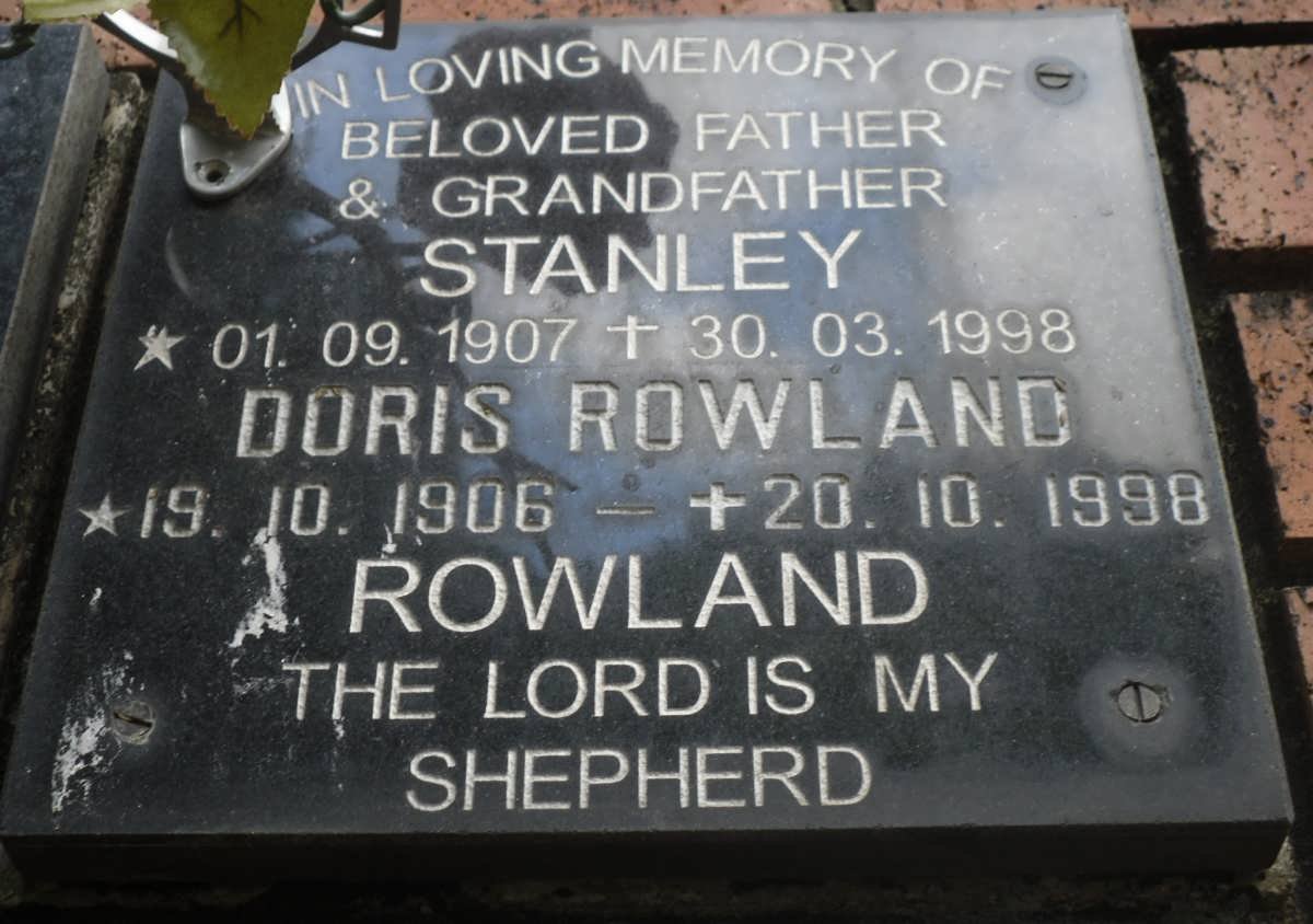 ROWLAND Stanley 1907-1998 &amp; Doris 1906-1998