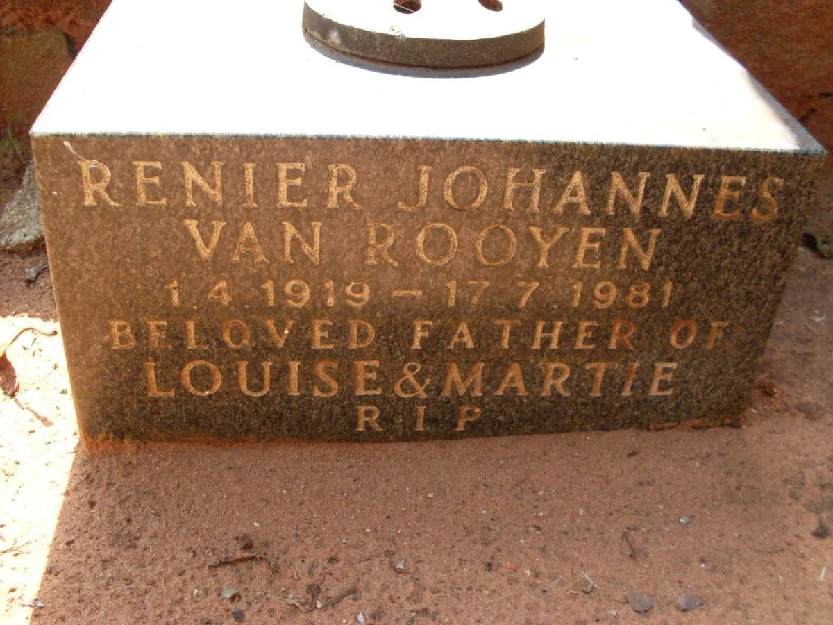 ROOYEN Renier Johannes, van 1919-1981