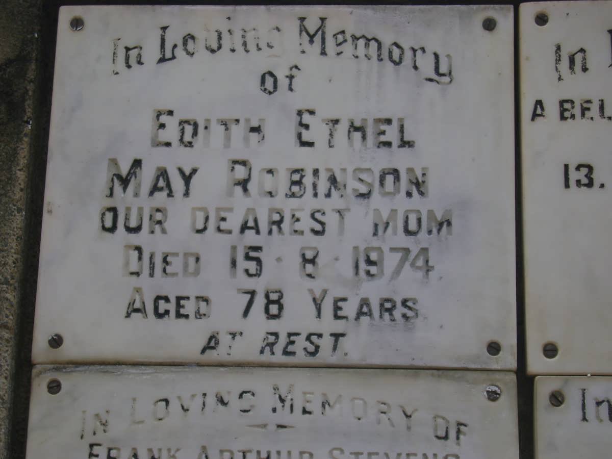 ROBINSON Edith Ethel May -1974