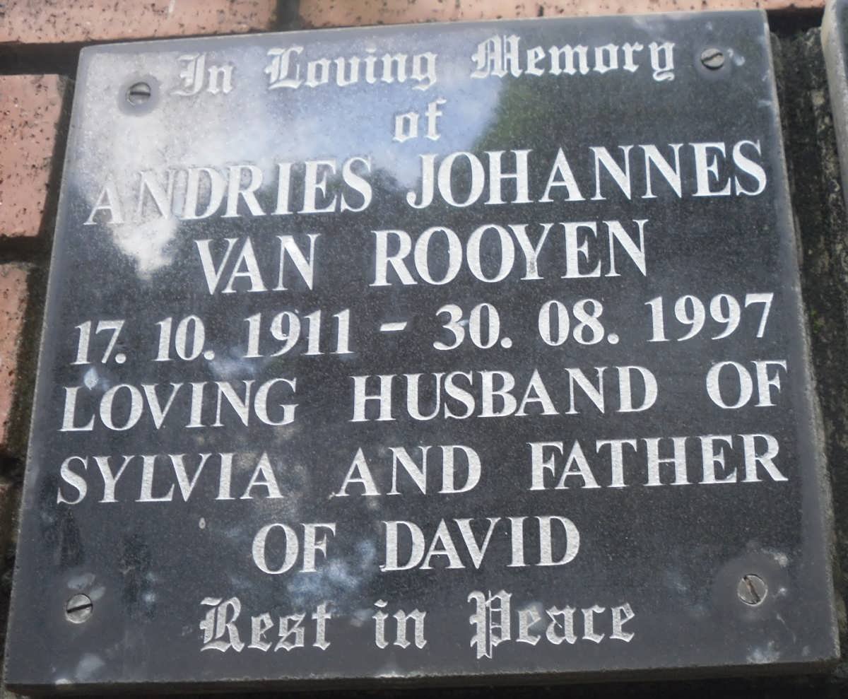 ROOYEN Andries Johannes, van 1911-1997