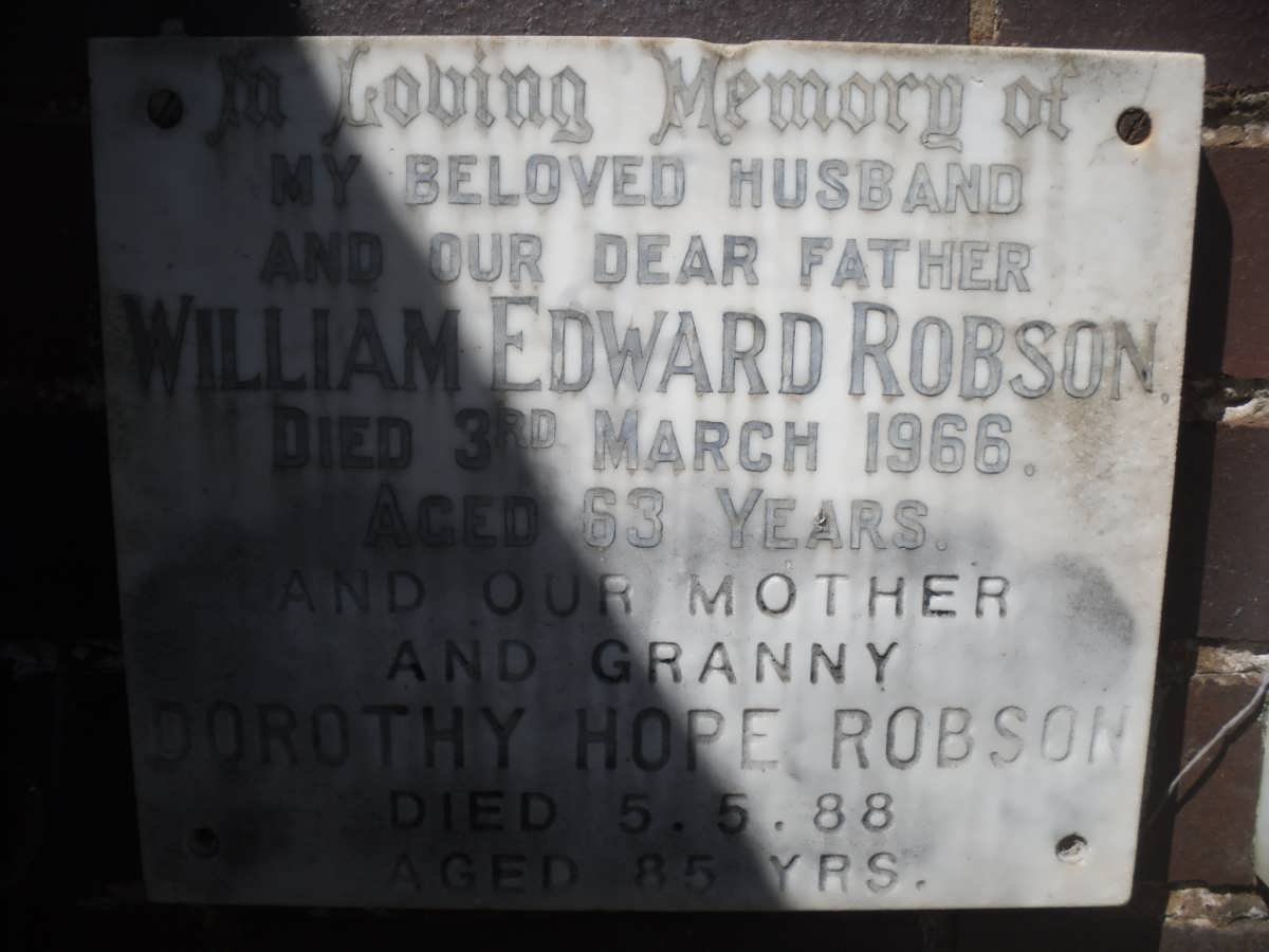 ROBSON William Edward -1966 &amp; Dorothy Hope -1988
