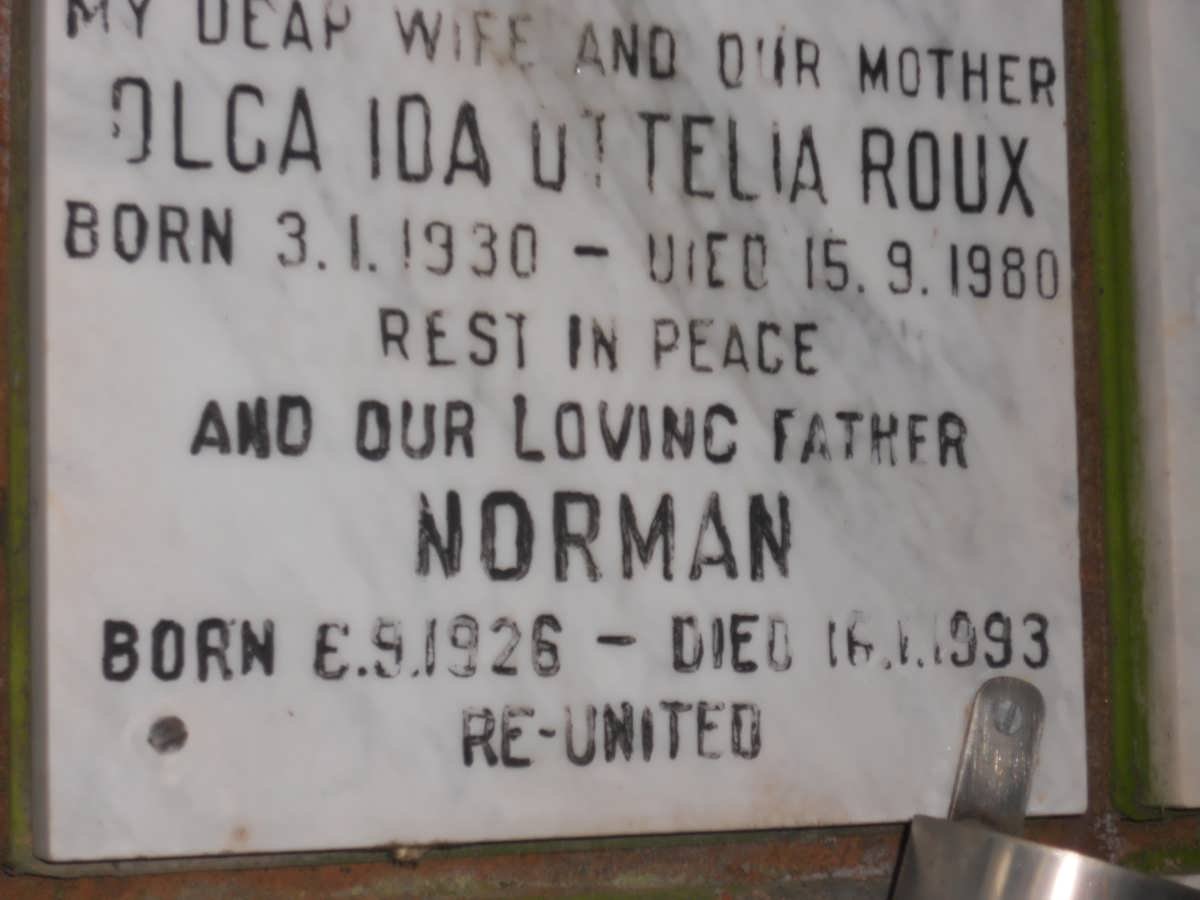ROUX Norman 1926-1993 &amp; Olga Ida Ottelia 1930-1980