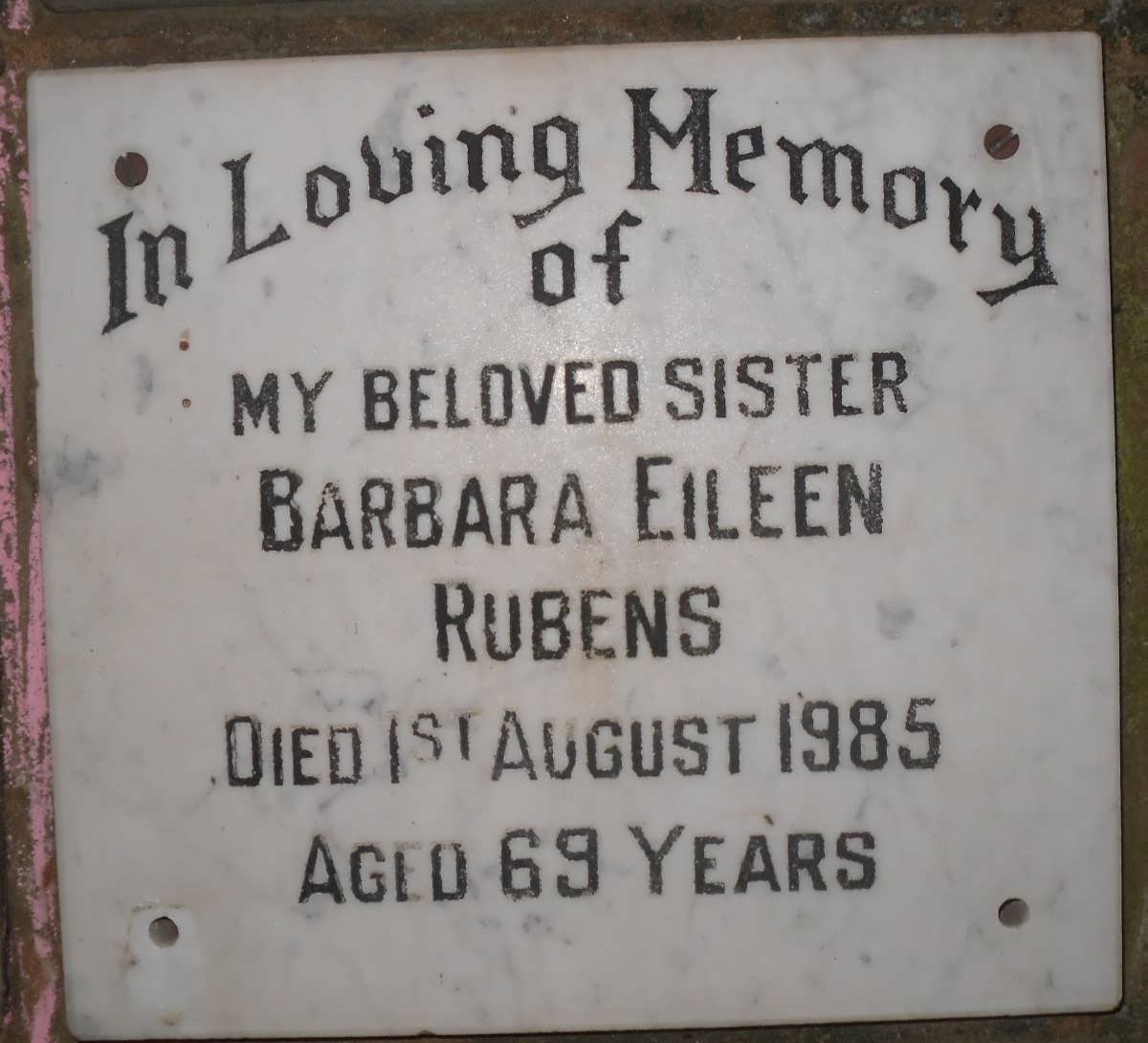RUBENS Barbara Eileen -1985