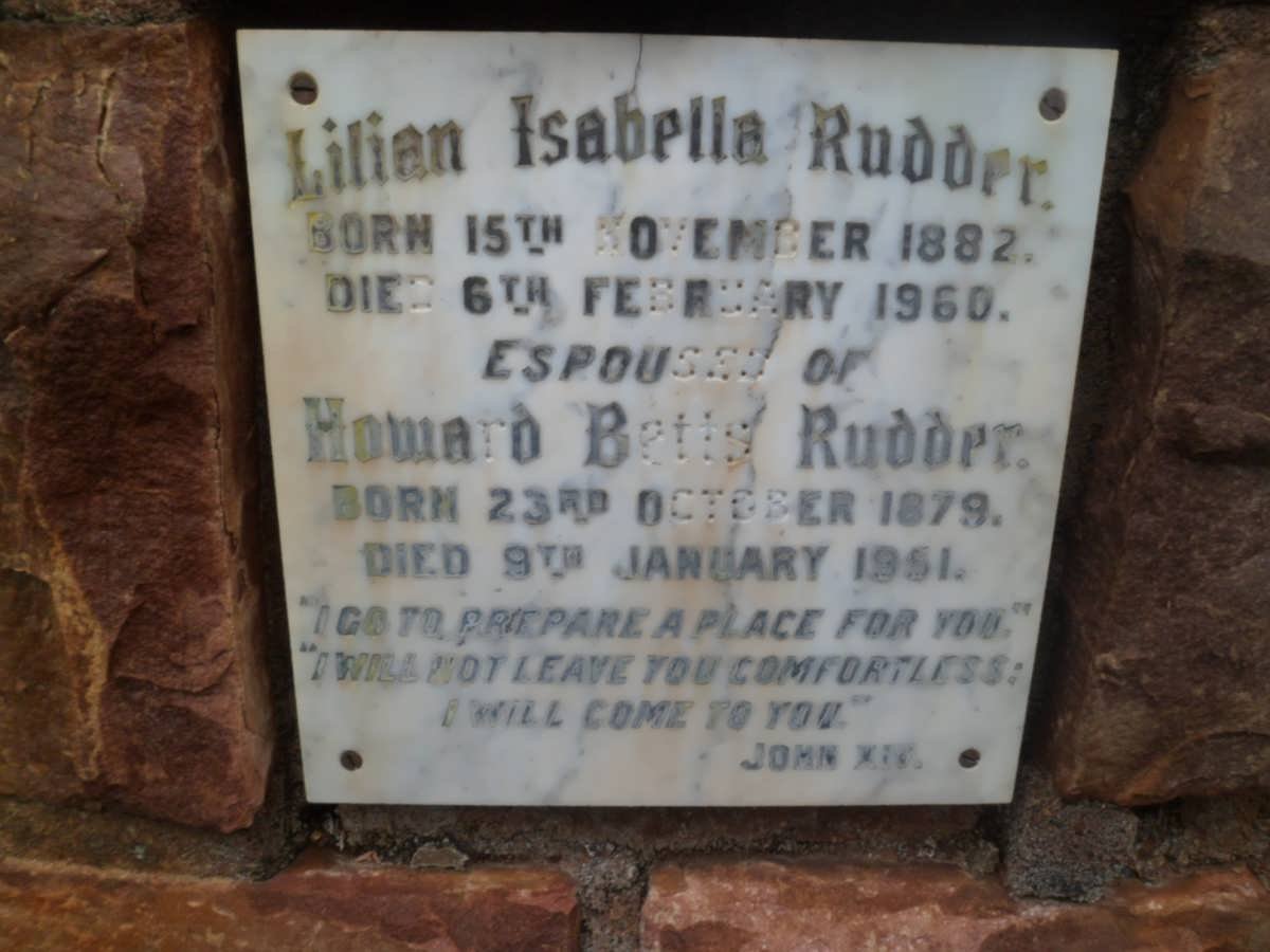 RUDDER Howard Betts 1879-1951 &amp; Lilian Isabella 1882-1960