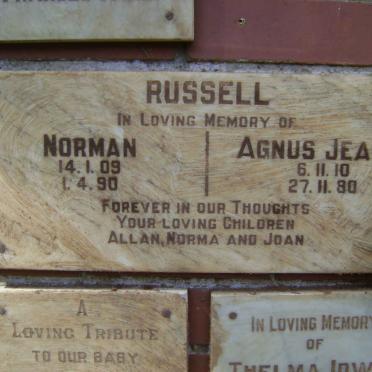 RUSSELL Norman 1909-1990 &amp; Agnus Jeanie 1910-1980
