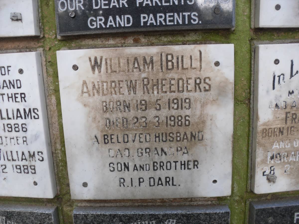 RHEEDERS William Andrew 1919-1986