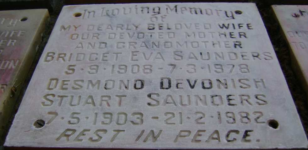 SAUNDERS Desmond Devonish Stuart 1903-1982 &amp; Bridget Eva 1908-1978