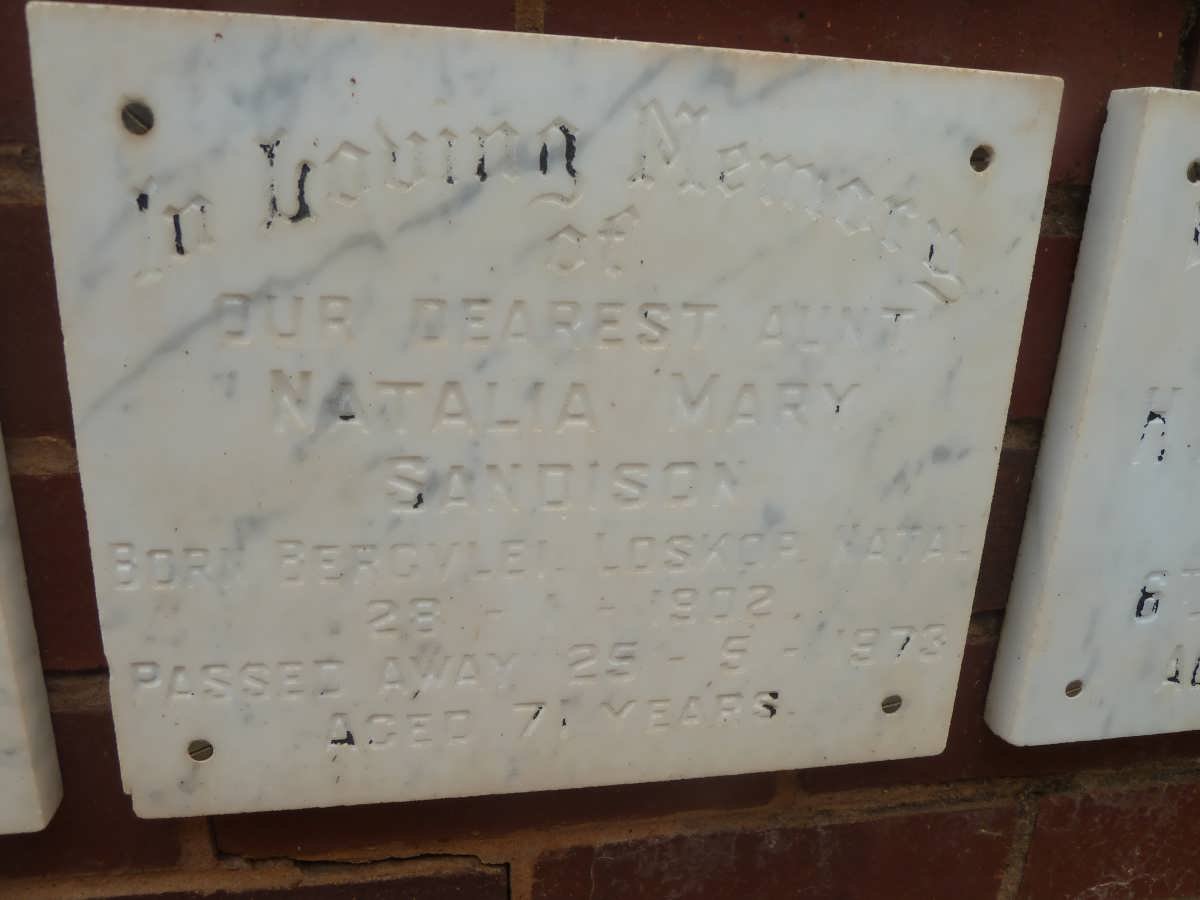 SANDISON Natalia Mary 1902-1973