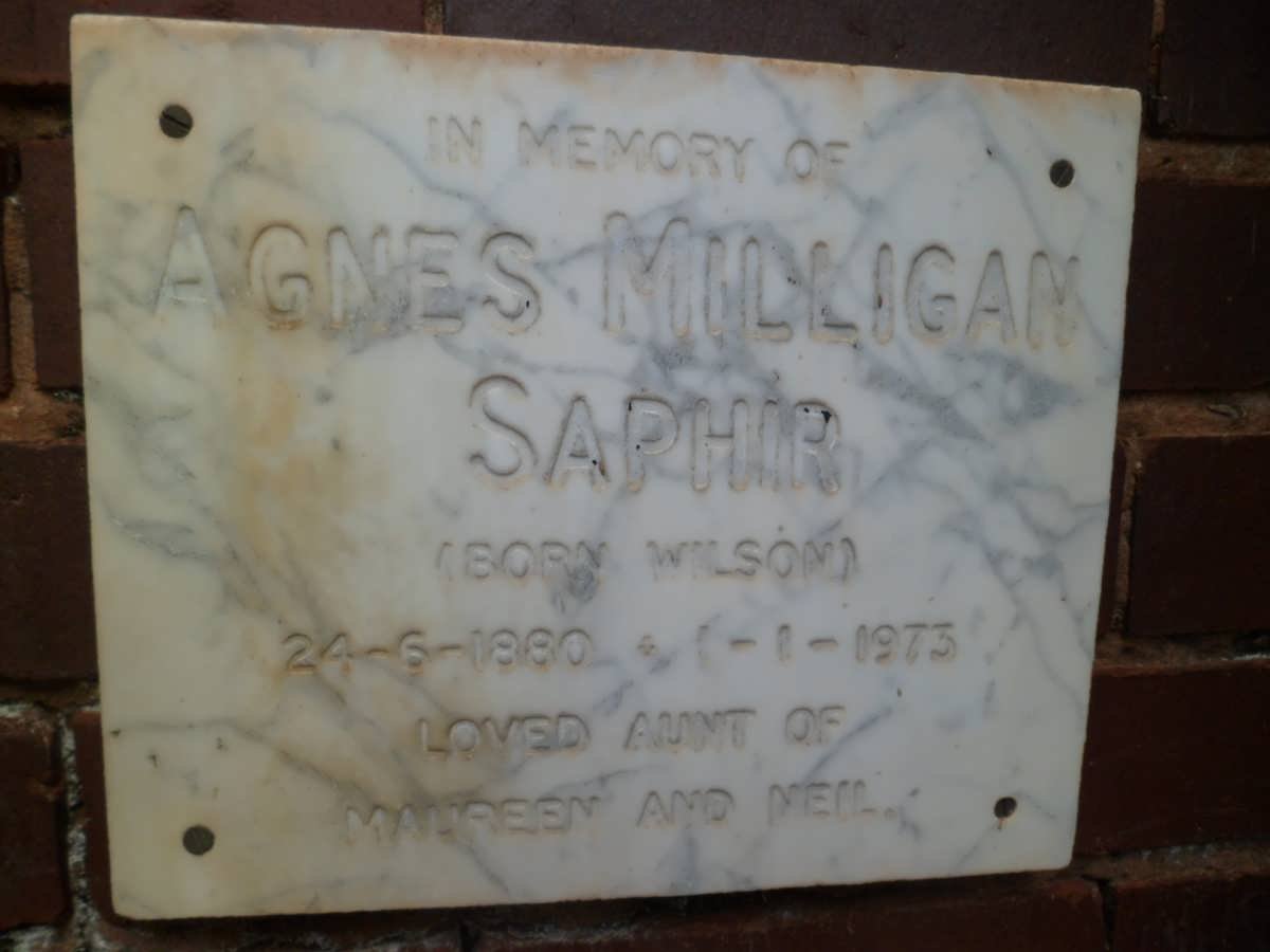 SAPHIR Agnes Milligan 1880-1973