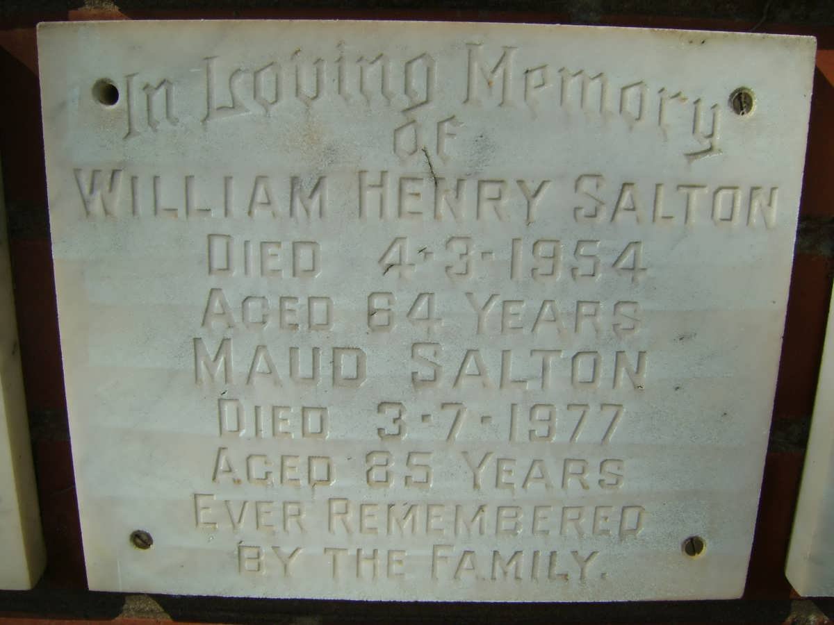 SALTON William Henry -1954 &amp; Maud -1977