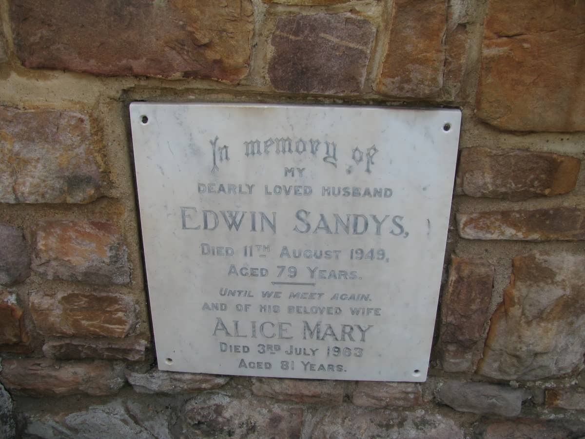 SANDYS Edwin -1949 &amp; Alice Mary -1963